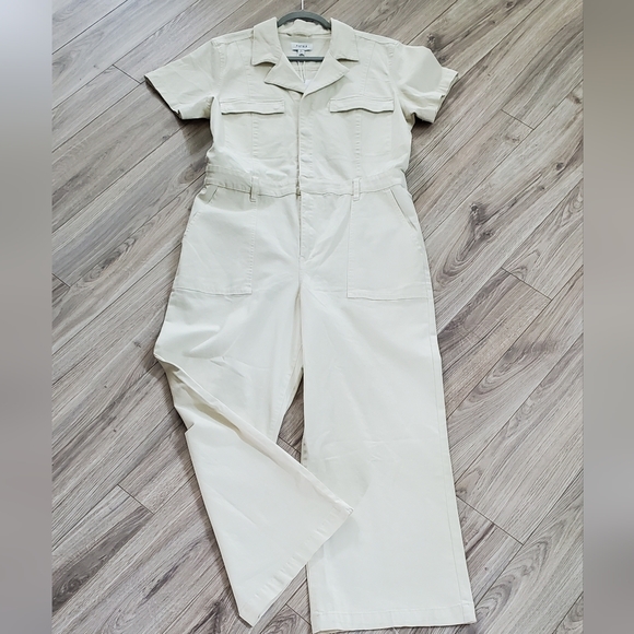 pistola Pants - Pistola "Makenna" Utility Aviator Jumpsuit, Cropp Wide Leg, Eggshell, XL, NWT